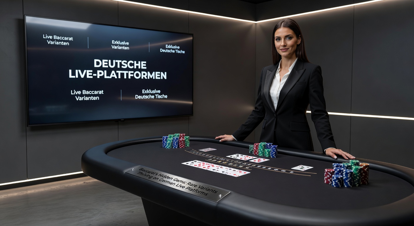 Nahaufnahme eines Dealers, der eine Karte in einer exotischen Baccarat-Variante langsam enthüllt, mit digitalen Multiplikatoren im Hintergrund