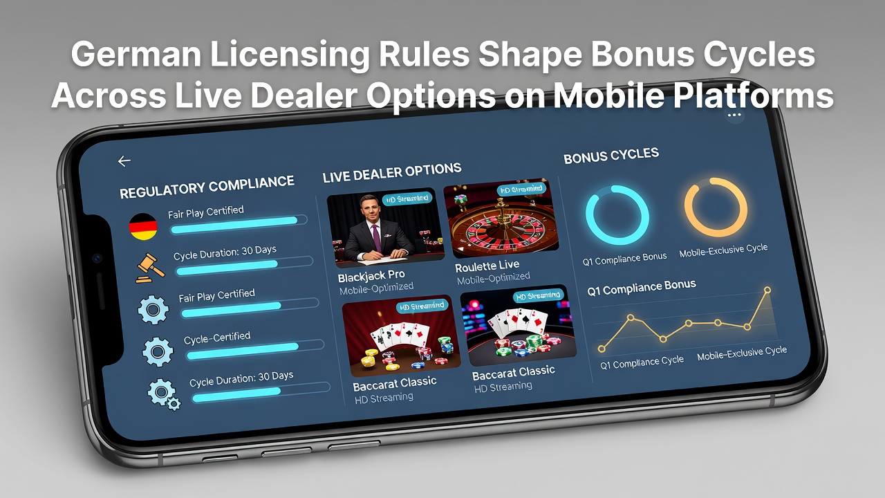 Mobile Live-Dealer-Schnittstelle mit Bonusanzeige und Lizenzinformationen